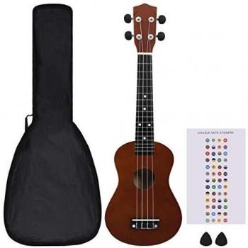 vidaXL Soprano Ukulele Set with Bag for Kids Dark Wood 23