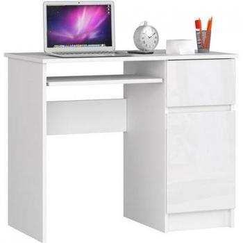 Akord PIKSEL Desktop 90x50x77 cm, bianco lucido, 1 anta + 1 cassetto