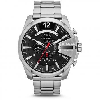 Diesel Mega Chief Armbanduhr, Silber, Chronograph, 51 mm