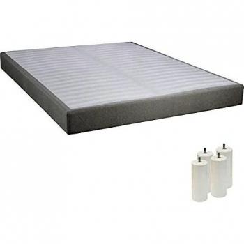 Sommier Tapissier 140x190 cm – TAPIKIT avec lattes 2×20, lin & pieds blancs