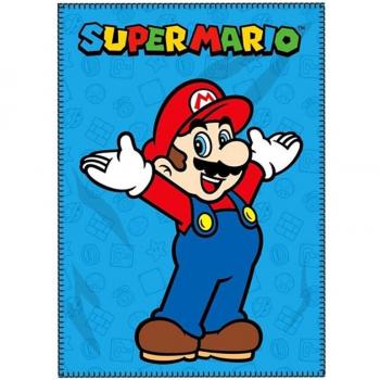 Plaid polaire bleu Mario Bros
