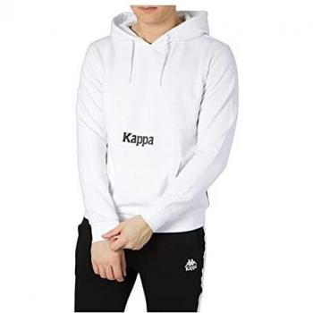 Kappa AUTHENTIC FIN FELPA INVERNALE UNISEX COTONE SLIM LOGO CAPPUCCIO 34111CW Taglia S Colore principale WHITE