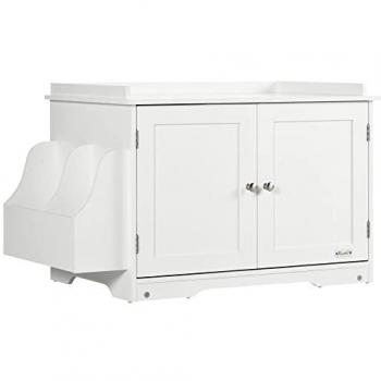 Maison de toilette pour chat design meuble cache litière 2 en 1 avec rangement latéral