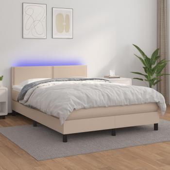 Lit avec matelas LED et sommier à lattes Cappuccino 140x200 cm