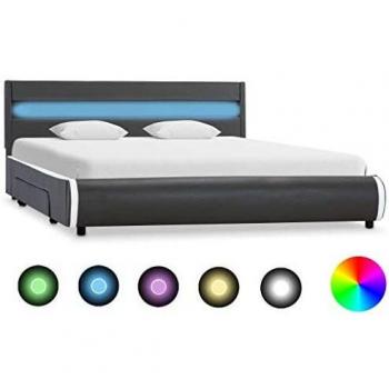 Kunstlederbett mit integrierter LED-Beleuchtung 140x200 cm