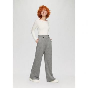 Strukturierte Bundfaltenhose in Mittelgrau, Größe 36/30