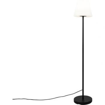 Lampada da terra nera per esterni con paralume bianco e lampadina smart E27 A60