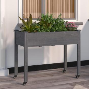 VidaXL Fioriera con ruote e fodera grigia 118 x 59 x 80 cm in legno di abete