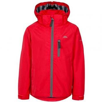 Jungenspezifische Trespass Overwelm Jacke, Rot, XX-Small, wasserdicht, mit abnehmbarer Kapuze