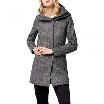 ONLY Damen klassischer Mantel OnlSedona Coat Übergangs-Jacke Kapuze Einfarbig