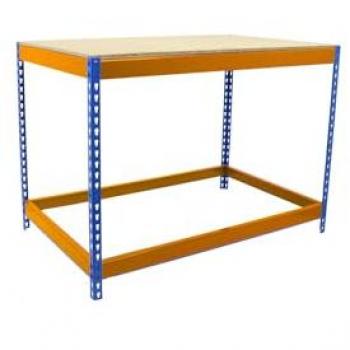Mesa Simón Work Basic 1 901290-1 en Tonos Azul y Naranja con Detalle Madera