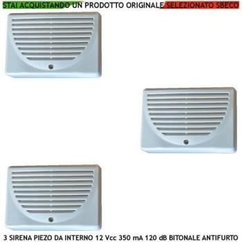 Antifurto Sirena Bitono 1500/4000 Hz – 3 Pezzi, Fissaggio Interno