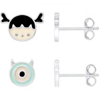 Léa & Arthur – Boucles d'oreilles enfants argent 925, design asymétrique « Alien & Fille »