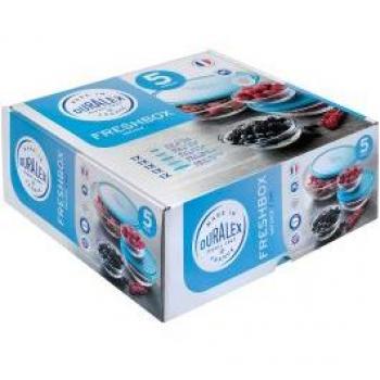 Set 5 Conteneurs Ronds en Verre Trempé DuraLex, Lâcher Bleu