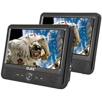 Lecteur DVD Portable 7 Pouces, Double écran + Support Appui tête, Noir