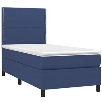 VidaXL Boxspringbett mit Matratze und blauen LEDs 90x200 cm Stoff