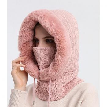 Mask & Capucha mujer: felpa esponjosa invierno