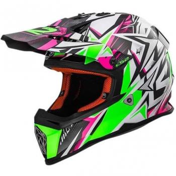 Casco MX437 Fast Strong LS2 3xL Blanco/Rosa/Red