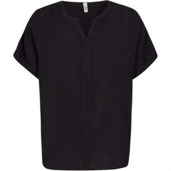 Soyaconcept Damenbluse mit Tunikakragen, Modell 'Radia', Schwarz, S