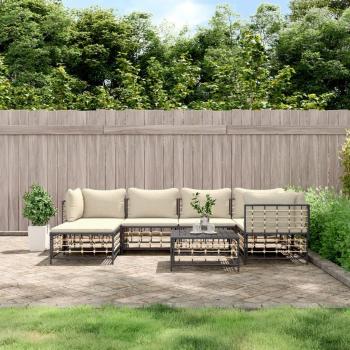 VidaXL 7-Piece Outdoor Lounge Set with Cushions Anthracite Poly Rattan