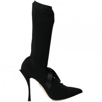 Dolce & Gabbana Black Stiletto Heels Mid Calf Boots