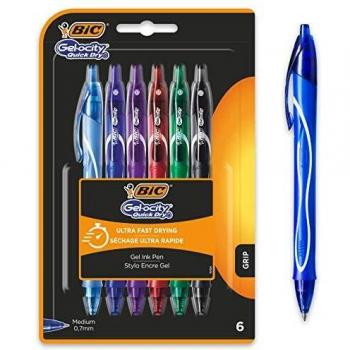 BIC Gel-osity Quick Dry Stylos à Bille Rétractables Pointe Moyenne (0,7mm)