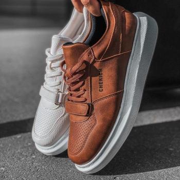 Chekich Hommes Mocassins Gumshoes Blanc Laces Cuir Synthétique Printemps Été Casual