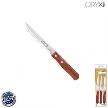 Coltello Multiuso Seghettato Montana 11 cm Acciaio Inox Manico in Legno (Blister 3 pezzi)