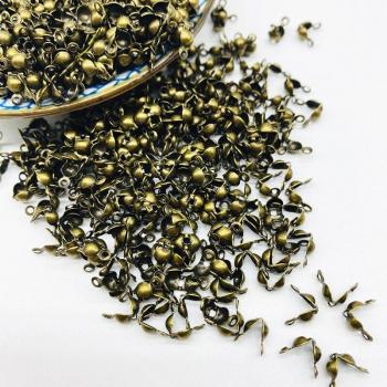 100 Conectores Calotte para Cadena de Bolas, Joyería DIY 4x7mm
