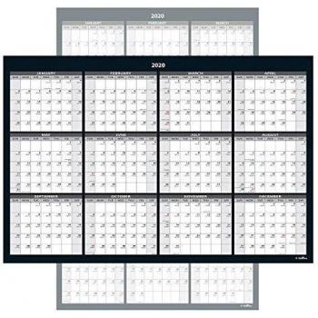 Erasable Wall Calendar, 24 x 36 Inch, Large, 2-Sided, Laminated