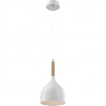 Lampada sospesa Noak, 1 luce, bianco/legno naturale
