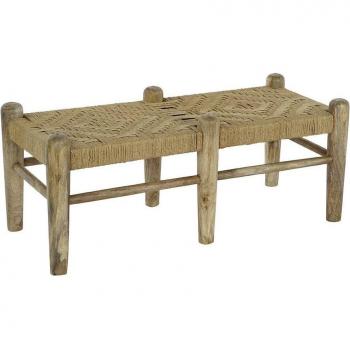 White Bamboo‑Inspired Rattan Banquette – 102 x 47 × 41 cm