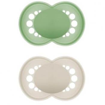 Ciuccio in silicone puro MAM Original, 2 pezzi, verde/beige, 6-16 mesi