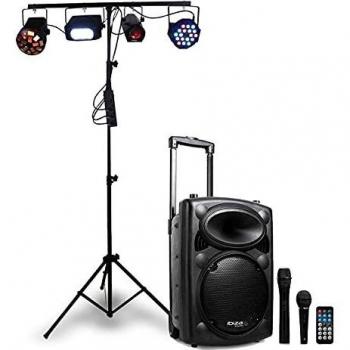 Kit DJ Ibiza sound avec jeux de lumière + Pied DJLIGHT90 + Enceinte 10 PORT10VHF-BT