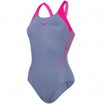 Speedo Her Pulse Muscleback Swimwear – Grey/Pink, 42