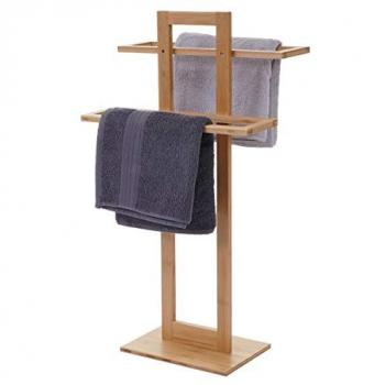 Porte-serviettes HW C-B74, salle de bain, sèche-serviette autonome, bambou 80x42x27cm