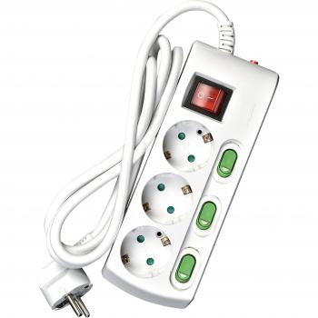 HEITECH® Tischsteckdose 3-fach Transparent mit USB-Anschluss