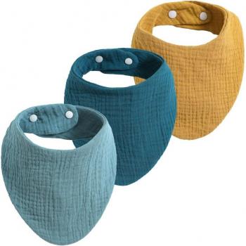 3Pcs Soft Absorbent Muslin Bibs Set