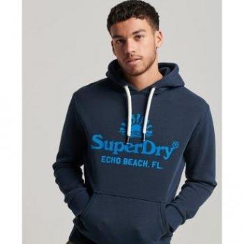 Superdry Vintage Venue Neon Eclipse Felpa con Cappuccio Navy M