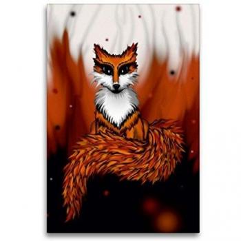 Premium Textil-Leinwand 60 x 90 cm „Feuerfuchs“ von Pezi Creation