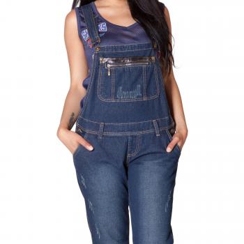Distressed Indigo Denim Overalls for Women – Bib Style (WOM99-D), UK8