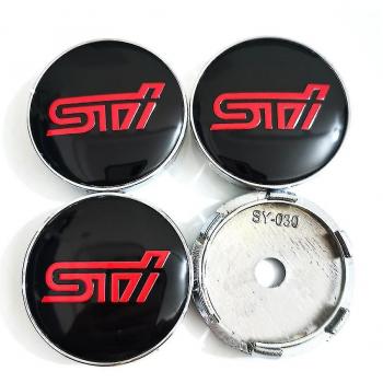 Étiquette de protection de moyeu 60 mm – Pack 4 pièces Subaru STI rouge