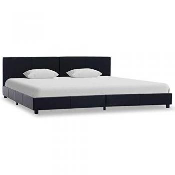 Black Faux Leather Hydraulic Storage Bed 160x200 cm