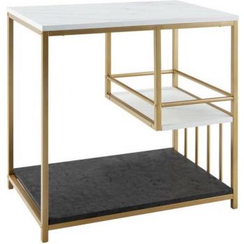 Stilvoller Couchtisch mit 3 Ebenen und Marmorlook