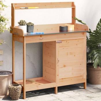 VidaXL Outdoor Potting Table with Storage Brown 110.5x45x124.5 cm