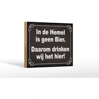 Wandobjekt In de Hemel is kein Bier aus Holz 18x12 cm