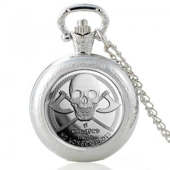 Montre de poche Steampunk avec pendentif crâne et verre cabochon pour hommes et femmes