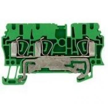 Bloc de jonction de protection 2.5 mm², raccordement à ressort, vert / jaune