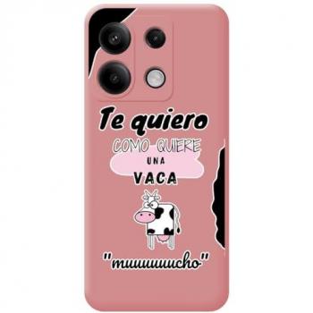 Funda de Silicona Rosa para Xiaomi Redmi Note 13 Pro 5G con Dibujos de Vaca