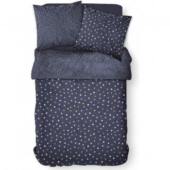 Parure de lit à pois Sunshine 220x240 cm Bleu en Coton 57 Fils Imprimé Olivia